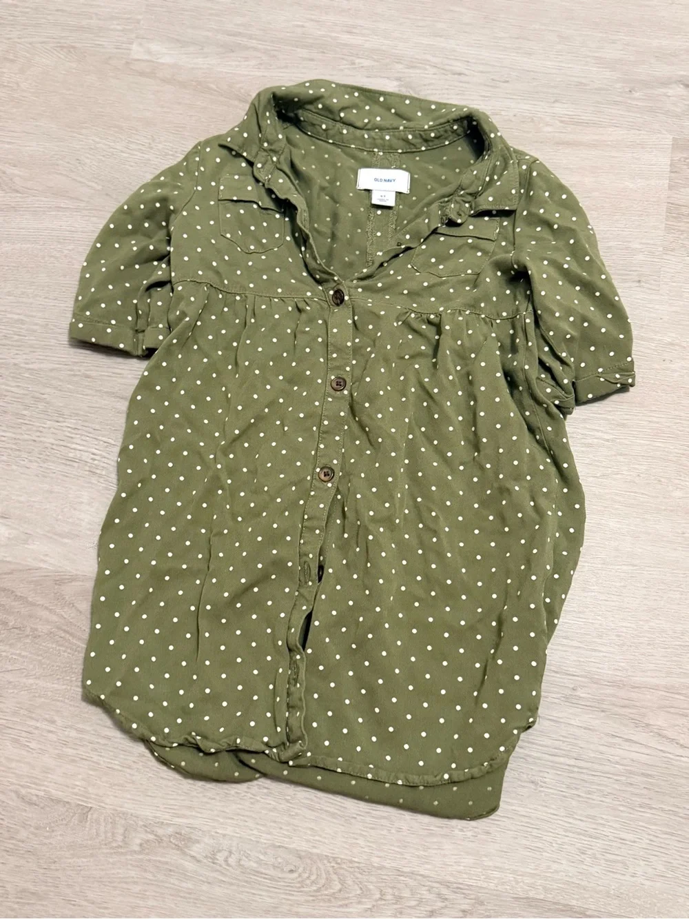 Old Navy Olive Polka Dot Blouse with Olive Tank Set